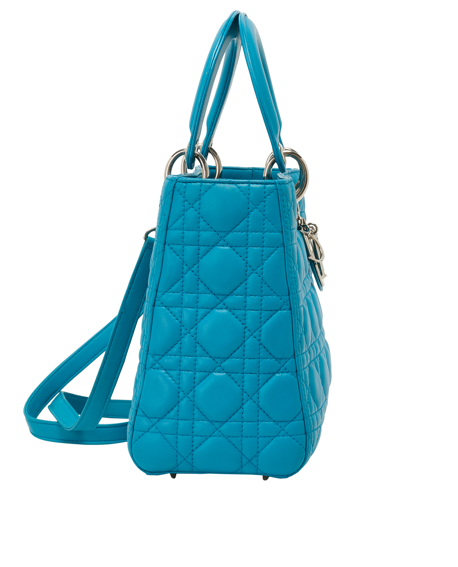 Lady Dior Medium, &pound;1,700, Handbags, Blue, Leather, Side view
